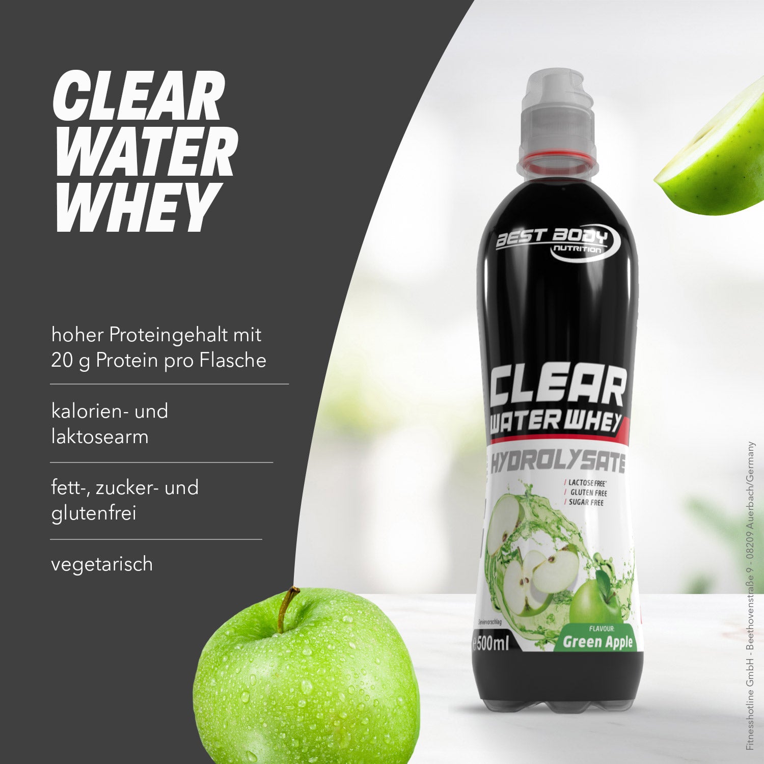 Clear Water Whey Drink - RTD - Green Apple - 500 ml PET Flasche#geschmack_green-apple