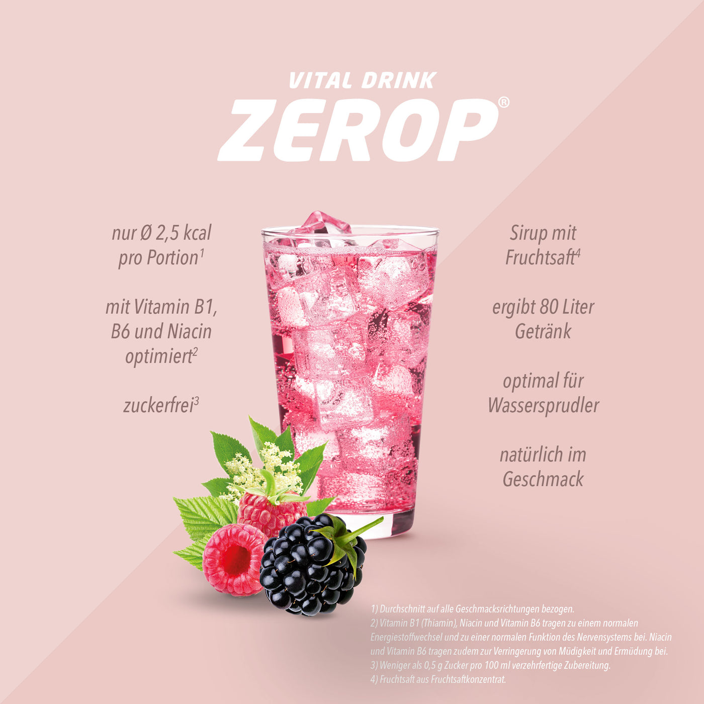 Vital Drink Zerop - Waldfrucht - 1000 ml Flasche#geschmack_waldfrucht