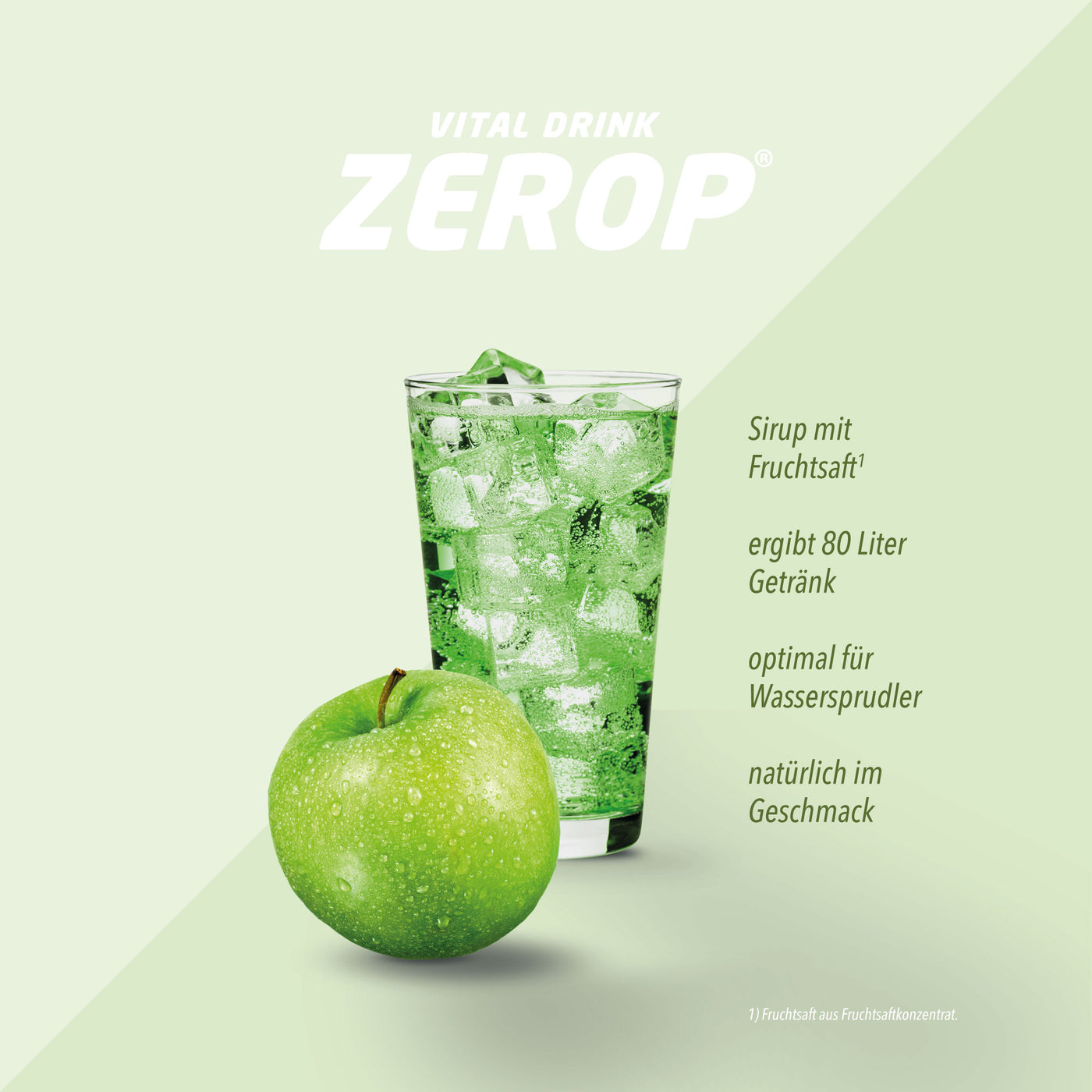 Vital Drink Zerop - Grüner Apfel - 1 L + Dosierpumpe#geschmack_gr-ner-apfel