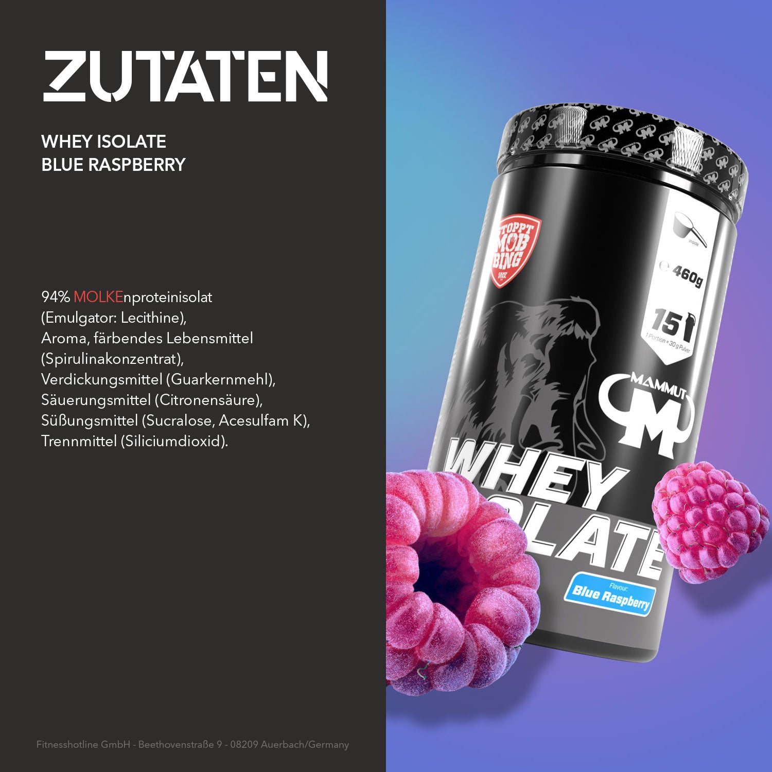 Whey Isolate - Blue Raspberry - 460 g Dose#geschmack_blue-raspberry