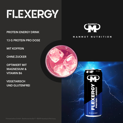 Flexergy - Protein Energy Drink - RTD - Blueberry - 330 ml Dose#geschmack_blueberry