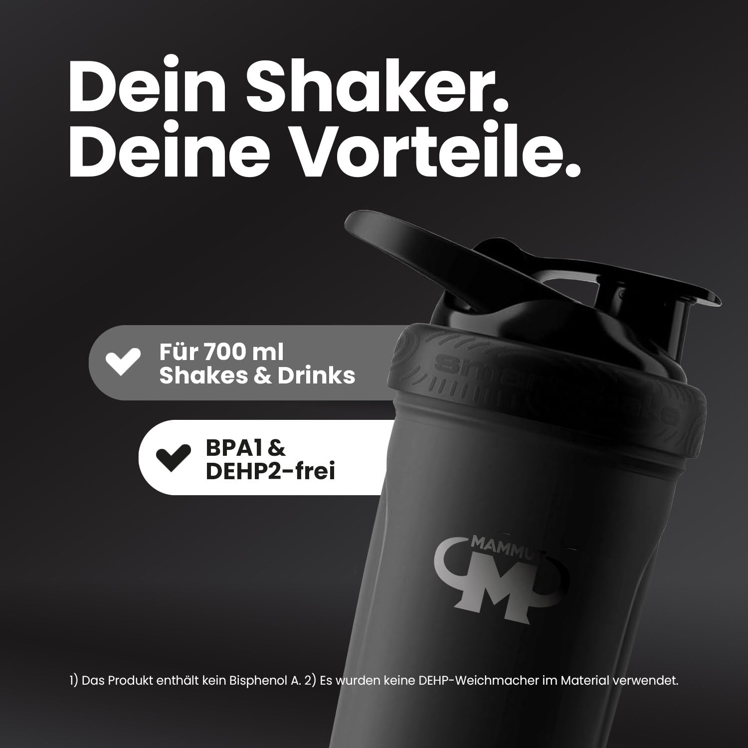 Edelstahl Shaker - Reforce Black Matt - Design Mammut Nutrition - Stück#_