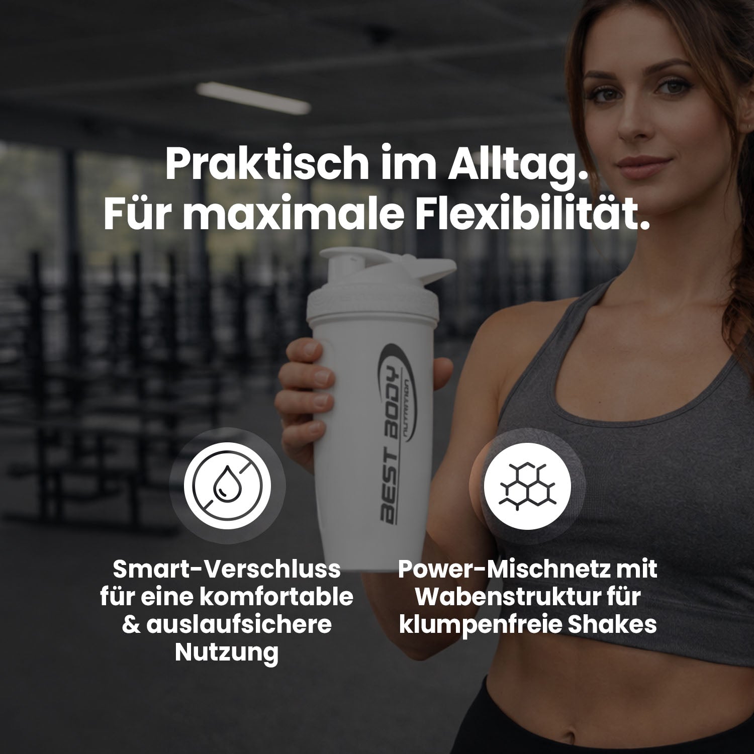 Edelstahl Shaker - Reforce White Matt - Design Best Body Nutrition - Stück#farbe_matt-weiss