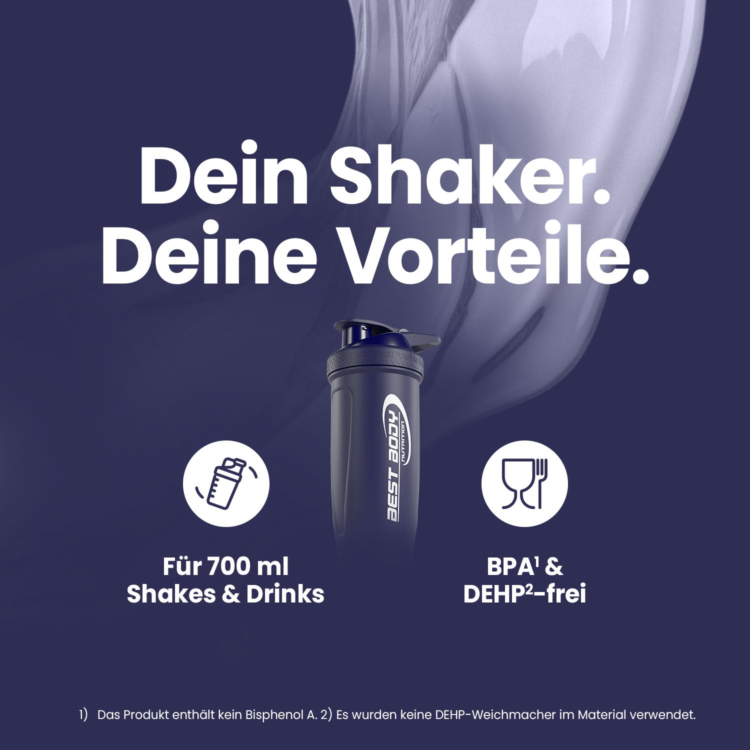 Edelstahl Shaker - Reforce Navy Blue Matt - Design Best Body Nutrition - Stück#farbe_matt-dunkelblau