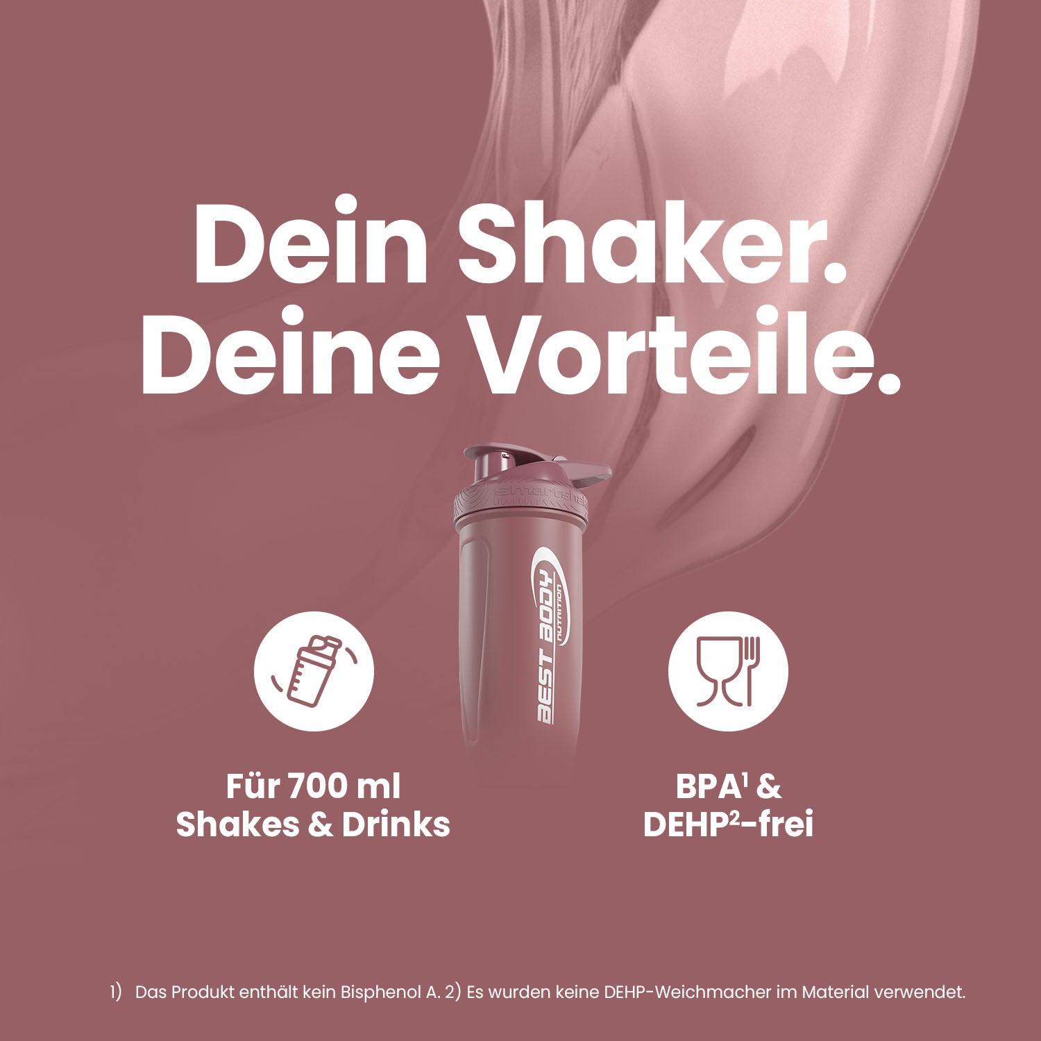Edelstahl Shaker - Reforce Deep Rose Matt - Design Best Body Nutrition - Stück#farbe_matt-altrosa