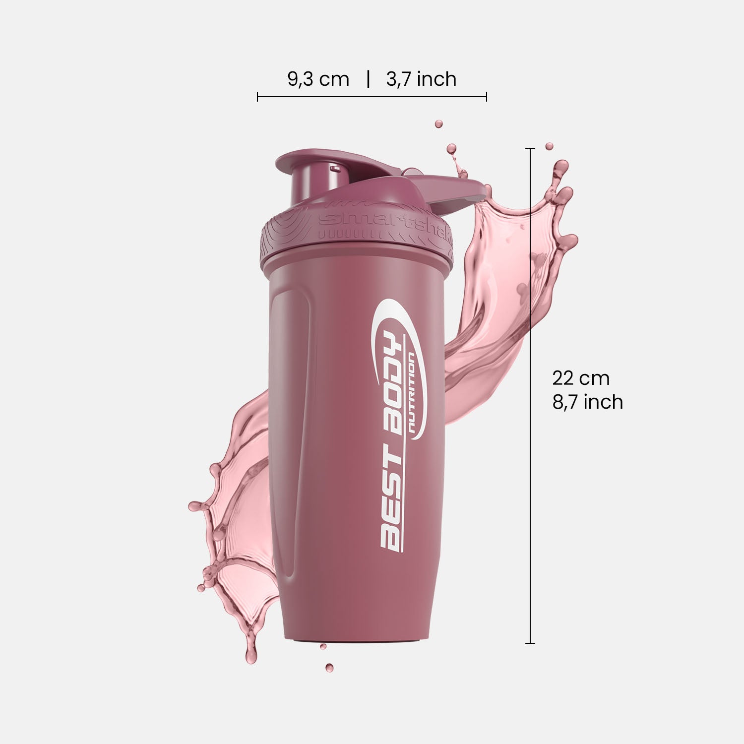 Edelstahl Shaker - Reforce Deep Rose Matt - Design Best Body Nutrition - Stück#farbe_matt-altrosa