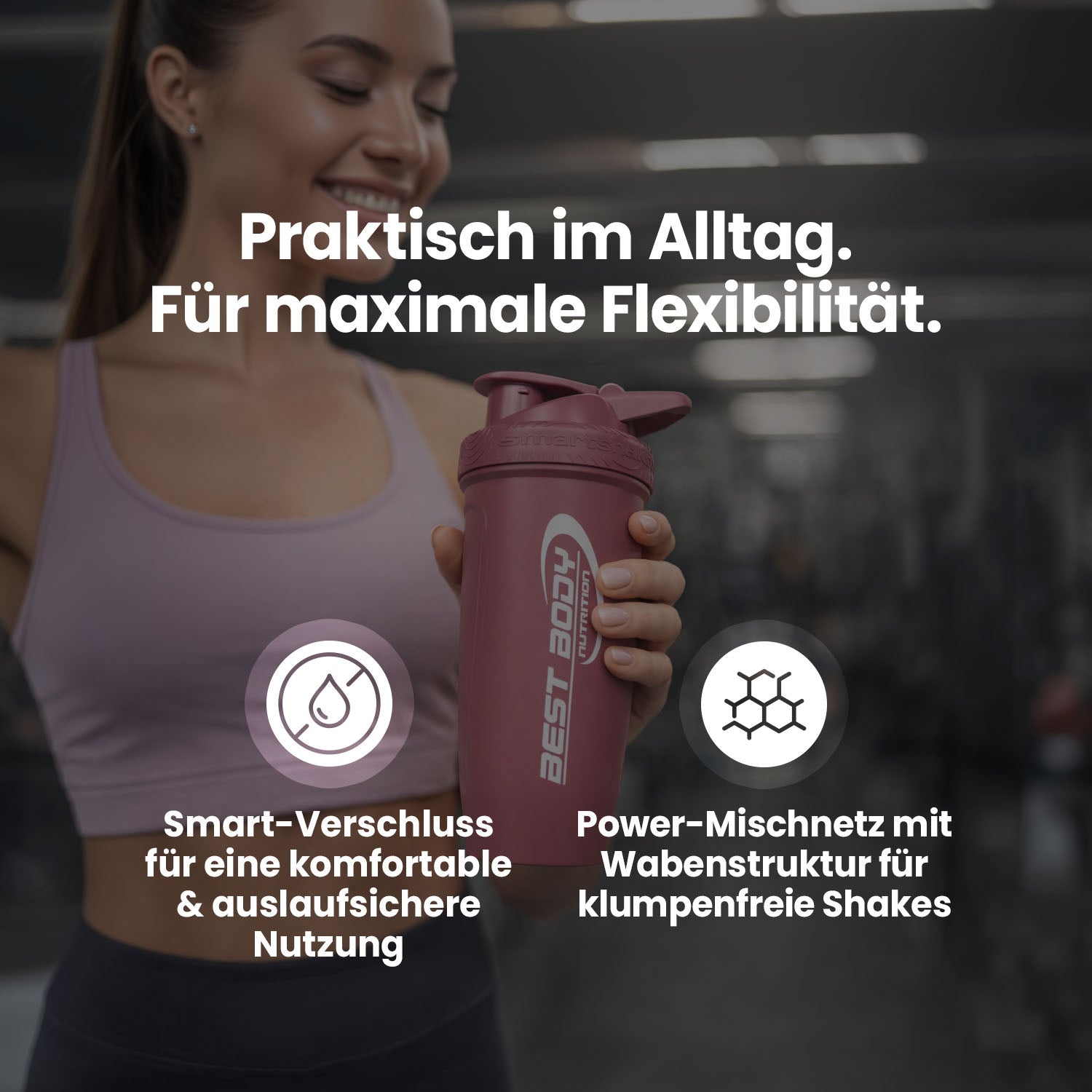 Edelstahl Shaker - Reforce Deep Rose Matt - Design Best Body Nutrition - Stück#farbe_matt-altrosa