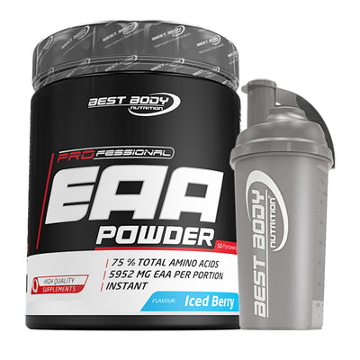 EAA Pulver - Iced Berry - 450 g Dose + Shaker#_