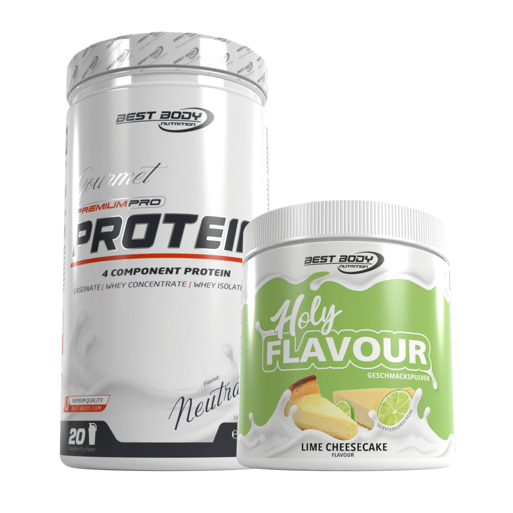 Gourmet Protein - Neutral - 500 g Dose + Holy Flavour Lime Cheesecake 250 g Dose#_