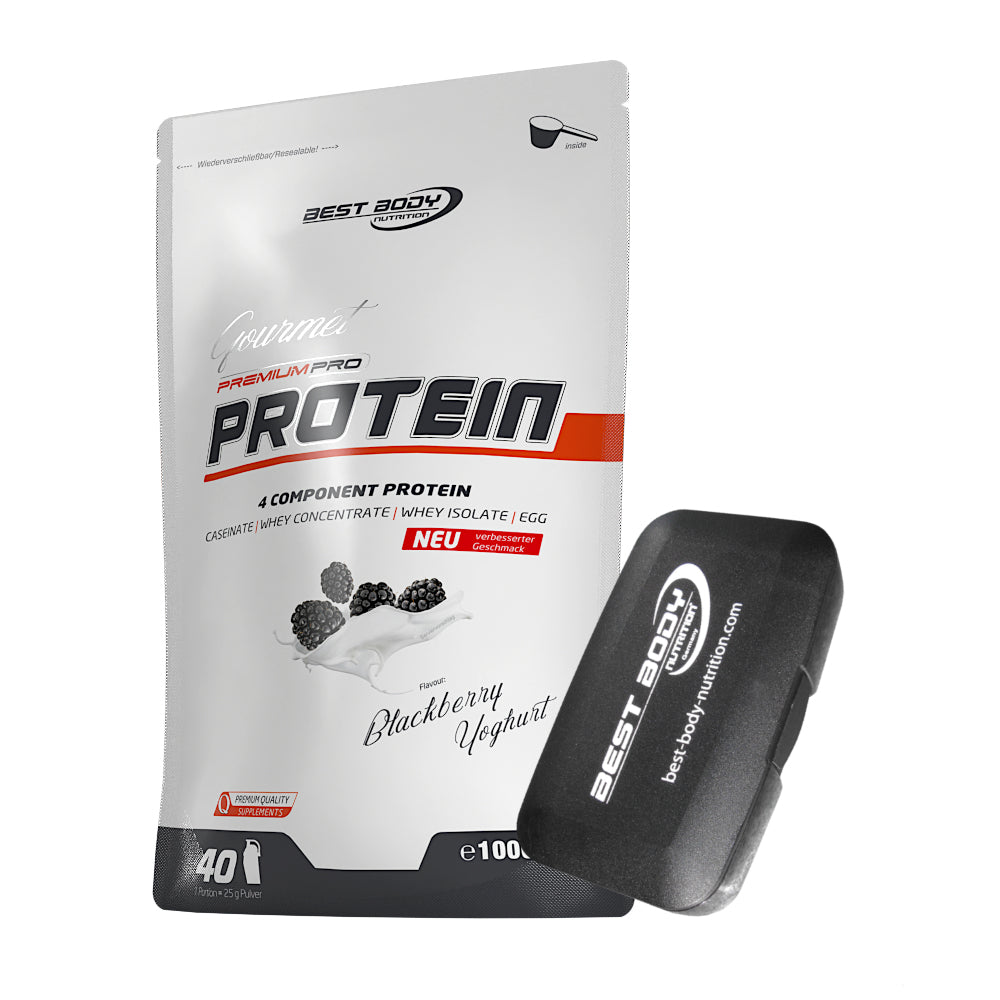 Gourmet Protein - Blackberry Yoghurt - 1000 g Beutel + Pillenbox