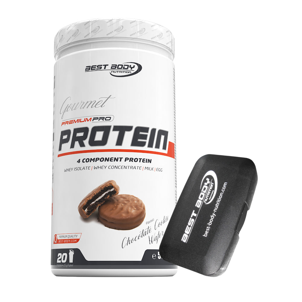 Gourmet Protein - Chocolate Cookie Wafer - 500 g Dose + Pillenbox