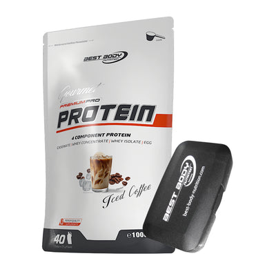 Gourmet Protein - Iced Coffee - 1000 g Beutel + Pillenbox