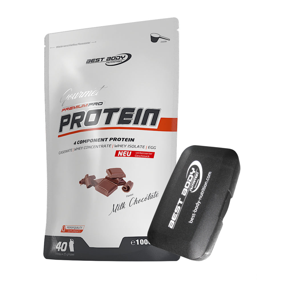 Gourmet Protein - Milk Chocolate - 1000 g Beutel + Pillenbox