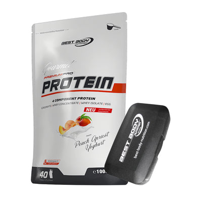Gourmet Protein - Peach Apricot Yoghurt - 1000 g Beutel + Pillenbox