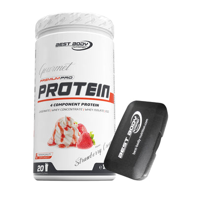 Gourmet Protein - Strawberry Cream - 500 g Dose + Pillenbox#geschmack_strawberry-cream