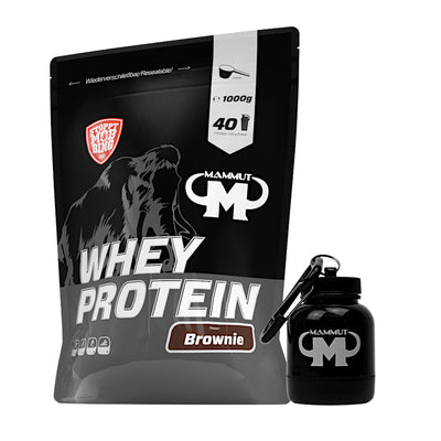 Whey Protein - Brownie - 1000 g Zipp-Beutel + Powderbank
