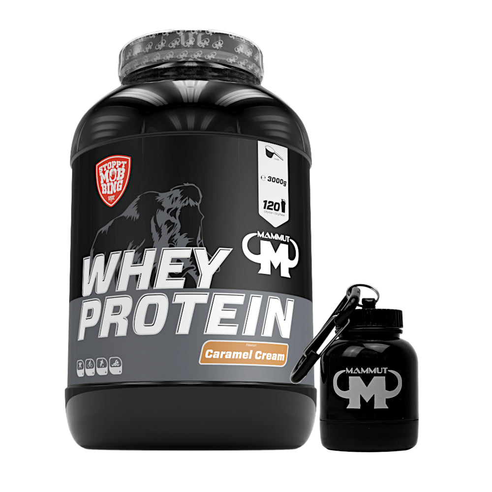 Whey Protein - Caramel Cream - 3000 g Dose + Powderbank