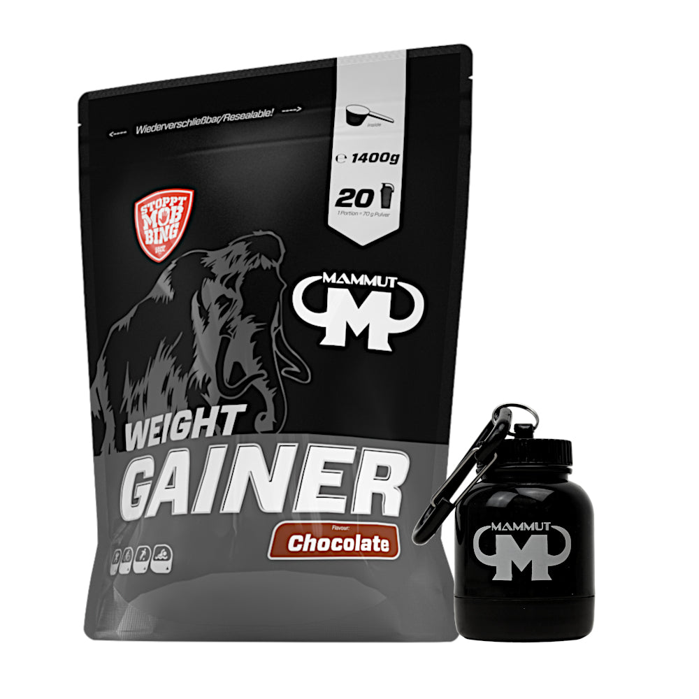 Weight Gainer Crash 5000 - Chocolate - 1400 g Beutel + Powderbank