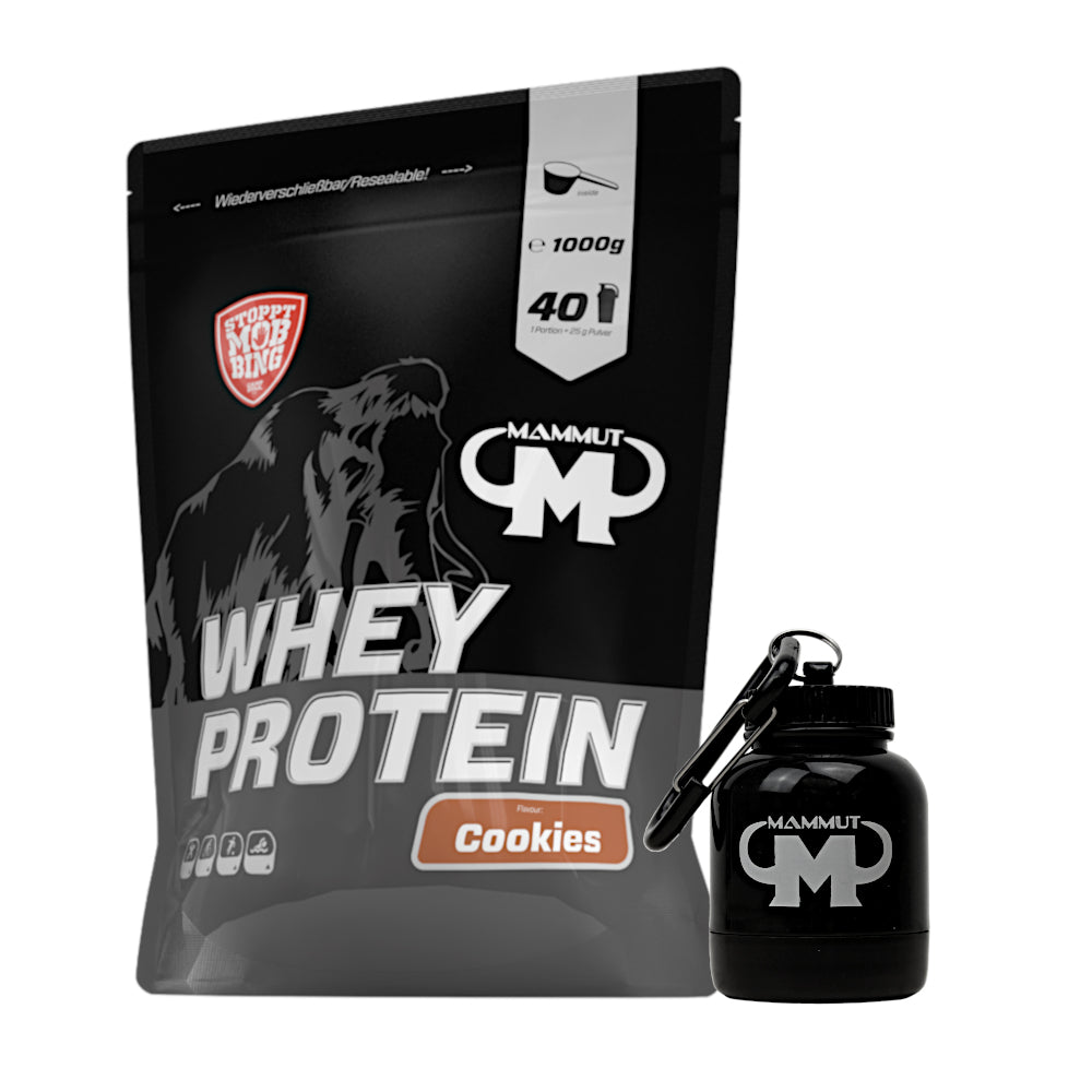 Whey Protein - Cookies - 1000 g Zipp-Beutel + Powderbank