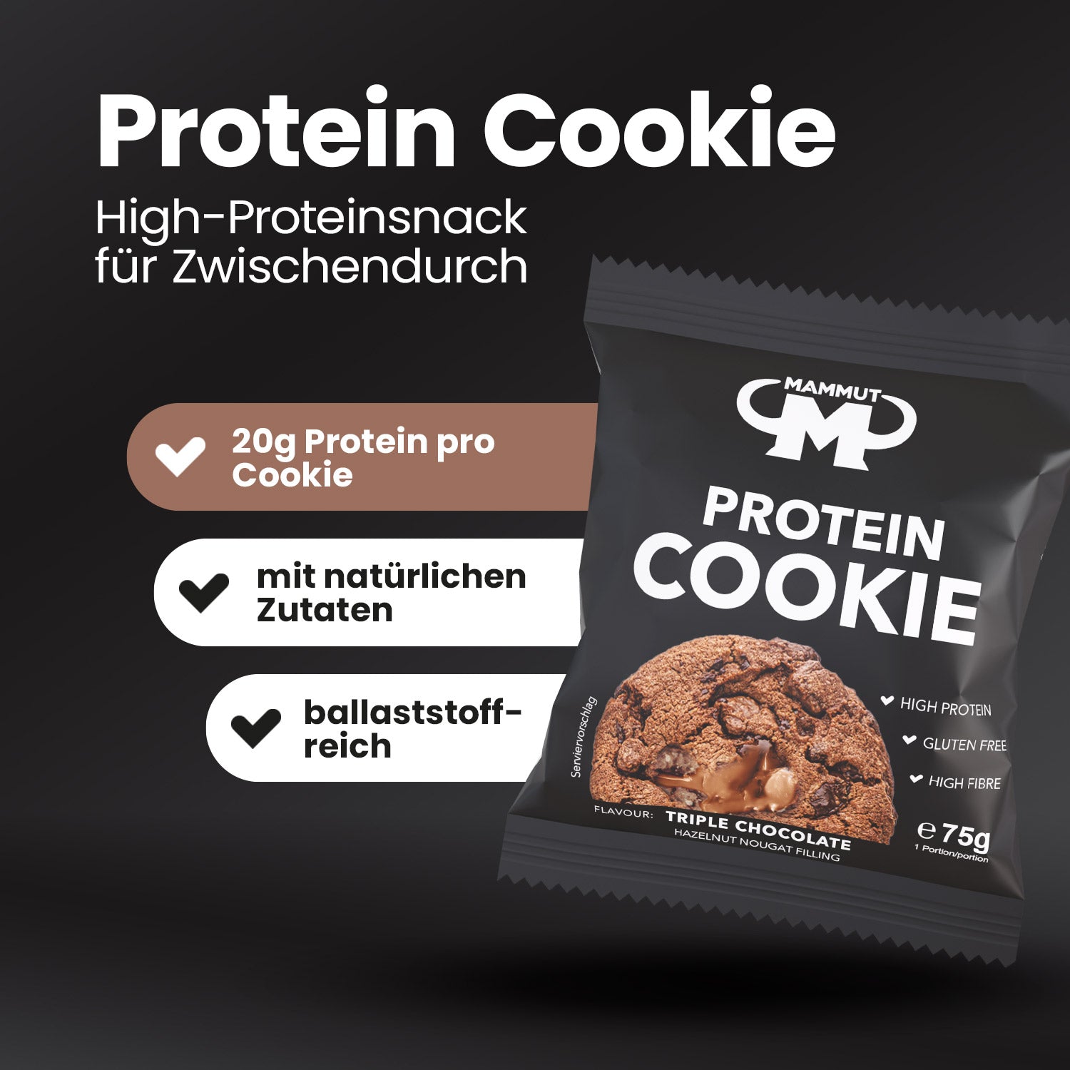Protein Cookie - Triple Chocolate - 75 g Cookie#geschmack_triple-chocolate