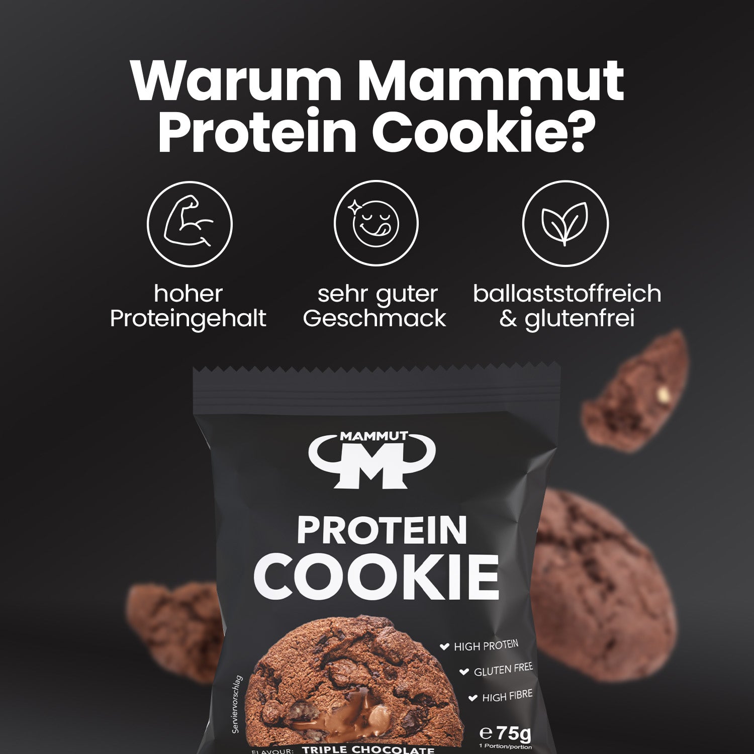 Protein Cookie - Triple Chocolate - 75 g Cookie#geschmack_triple-chocolate