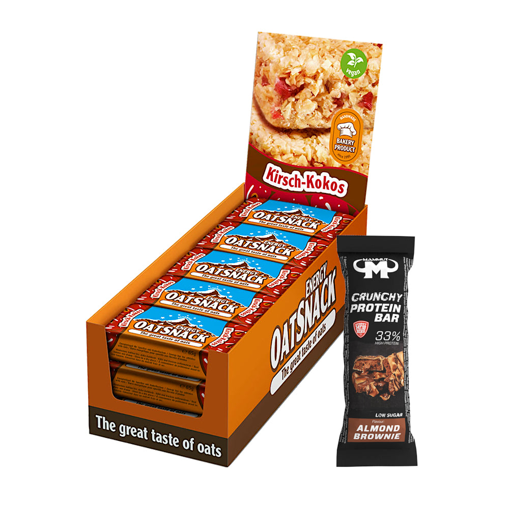 Oat Snack - Kirsch-Kokos - 975 g Faltschachtel + Protein Bar (Almond Brownie)#geschmack_kirsch-kokos