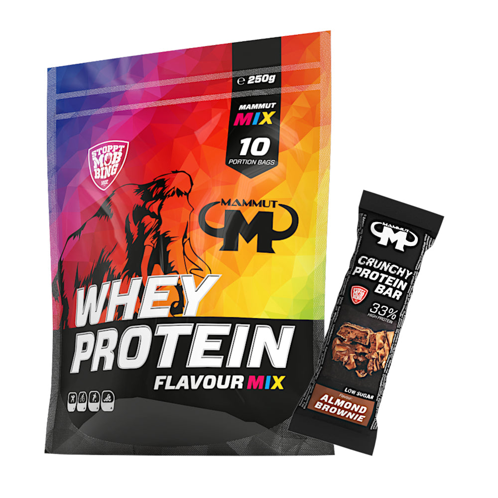 Whey Protein - Mixed Beutel - 10 x 25 g Zipp-Beutel + Protein Bar (Almond Brownie)#geschmack_mix-beutel-10-x-25-g