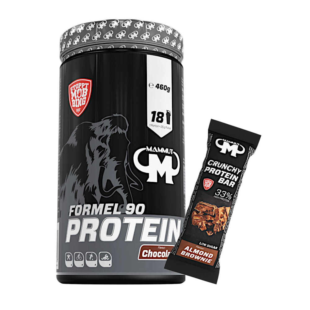 Formel 90 Protein - Chocolate - 460 g Dose + Protein Bar (Almond Brownie)#geschmack_schoko