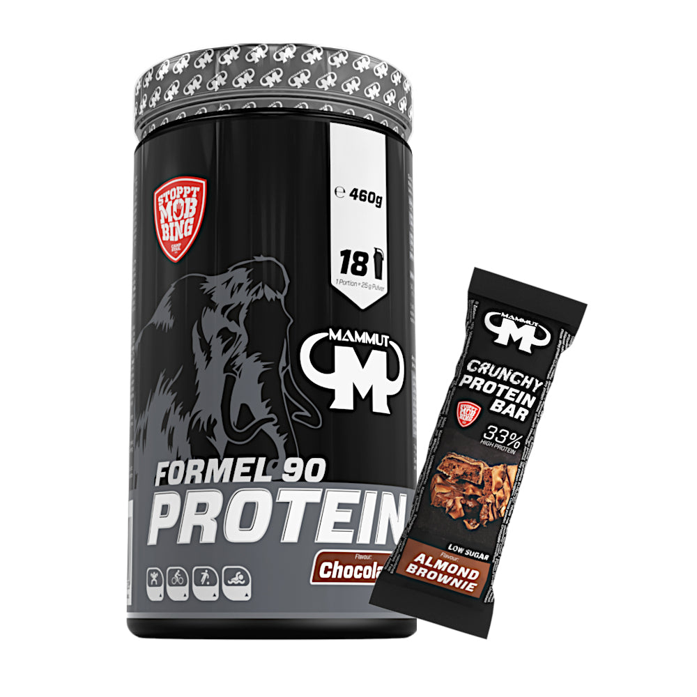 Formel 90 Protein - Chocolate - 460 g Dose + Protein Bar (Almond Brownie)#geschmack_chocolate