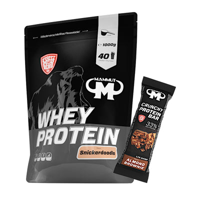 Whey Protein - Snickerdoodle - 1000 g Zipp-Beutel + Protein Bar (Almond Brownie)