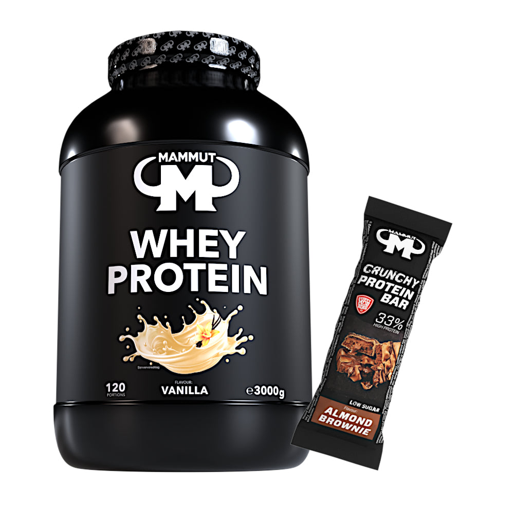 Whey Protein - Vanilla - 3000 g Dose + Protein Bar (Almond Brownie)#geschmack_vanille