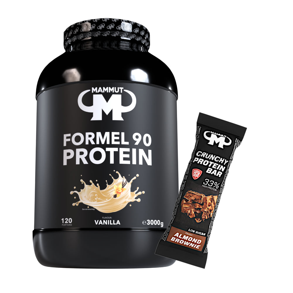 Formel 90 Protein - Vanilla - 3000 g Dose + Protein Bar (Almond Brownie)#geschmack_vanille
