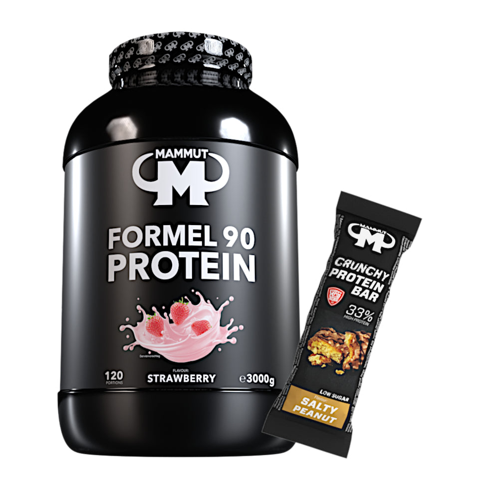 Formel 90 Protein - Strawberry - 3000 g Dose + Protein Bar (Salty Peanut)#geschmack_strawberry