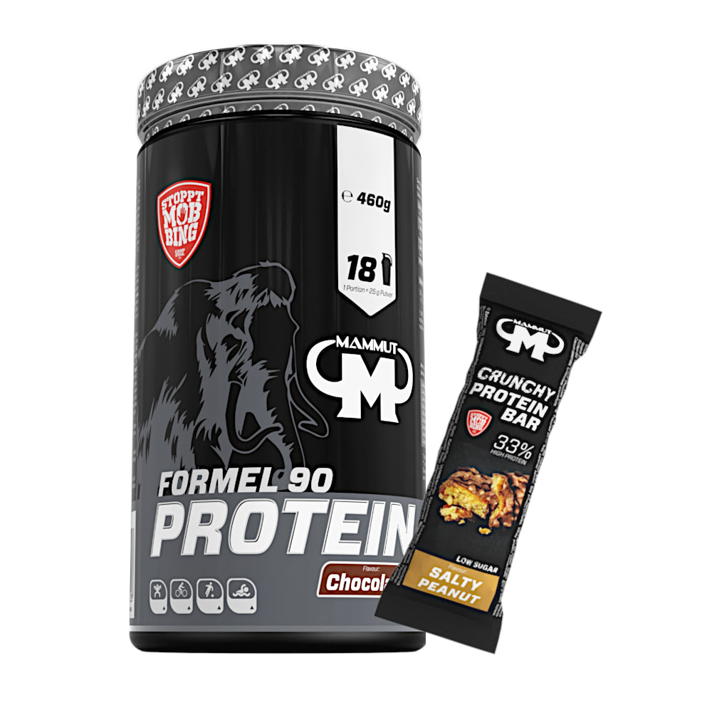 Formel 90 Protein - Chocolate - 460 g Dose + Protein Bar (Salty Peanut)