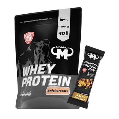 Whey Protein - Snickerdoodle - 1000 g Zipp-Beutel + Protein Bar (Salty Peanut)