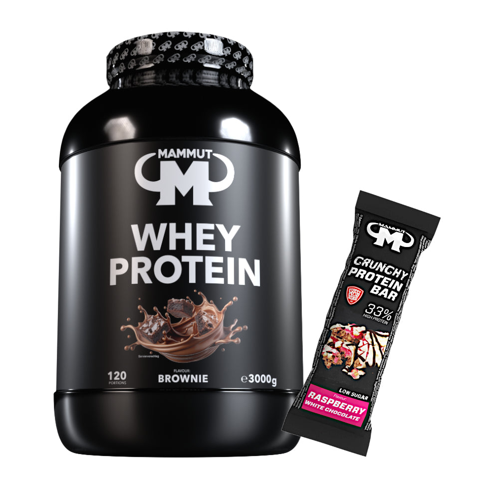 Whey Protein - Brownie - 3000 g Dose + Protein Bar (Raspberry White Chocolate)#geschmack_brownie