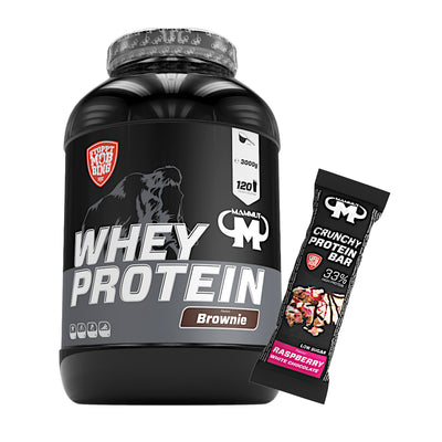 Whey Protein - Brownie - 3000 g Dose + Protein Bar (Raspberry White Chocolate)