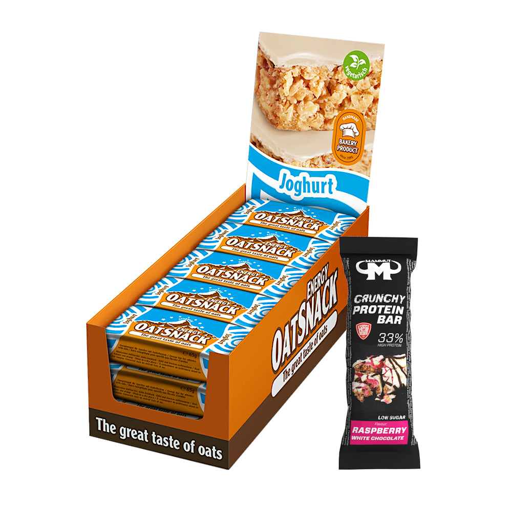 Oat Snack - Joghurt - 975 g Faltschachtel + Protein Bar (Raspberry White Chocolate)#geschmack_joghurt