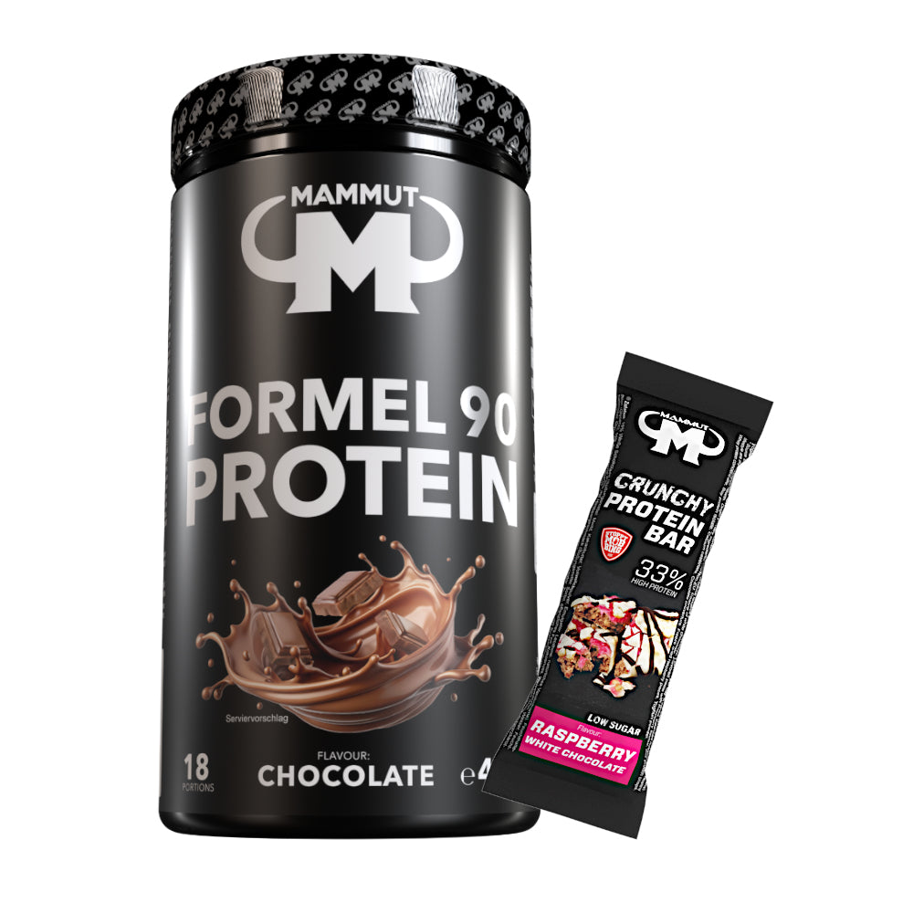Formel 90 Protein - Chocolate - 460 g Dose + Protein Bar (Raspberry White Chocolate)#geschmack_chocolate