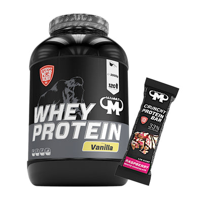 Whey Protein - Vanilla - 3000 g Dose + Protein Bar (Raspberry White Chocolate)#geschmack_vanille