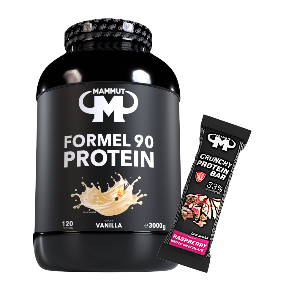 Formel 90 Protein - Vanilla - 3000 g Dose + Protein Bar (Raspberry White Chocolate)#geschmack_vanille