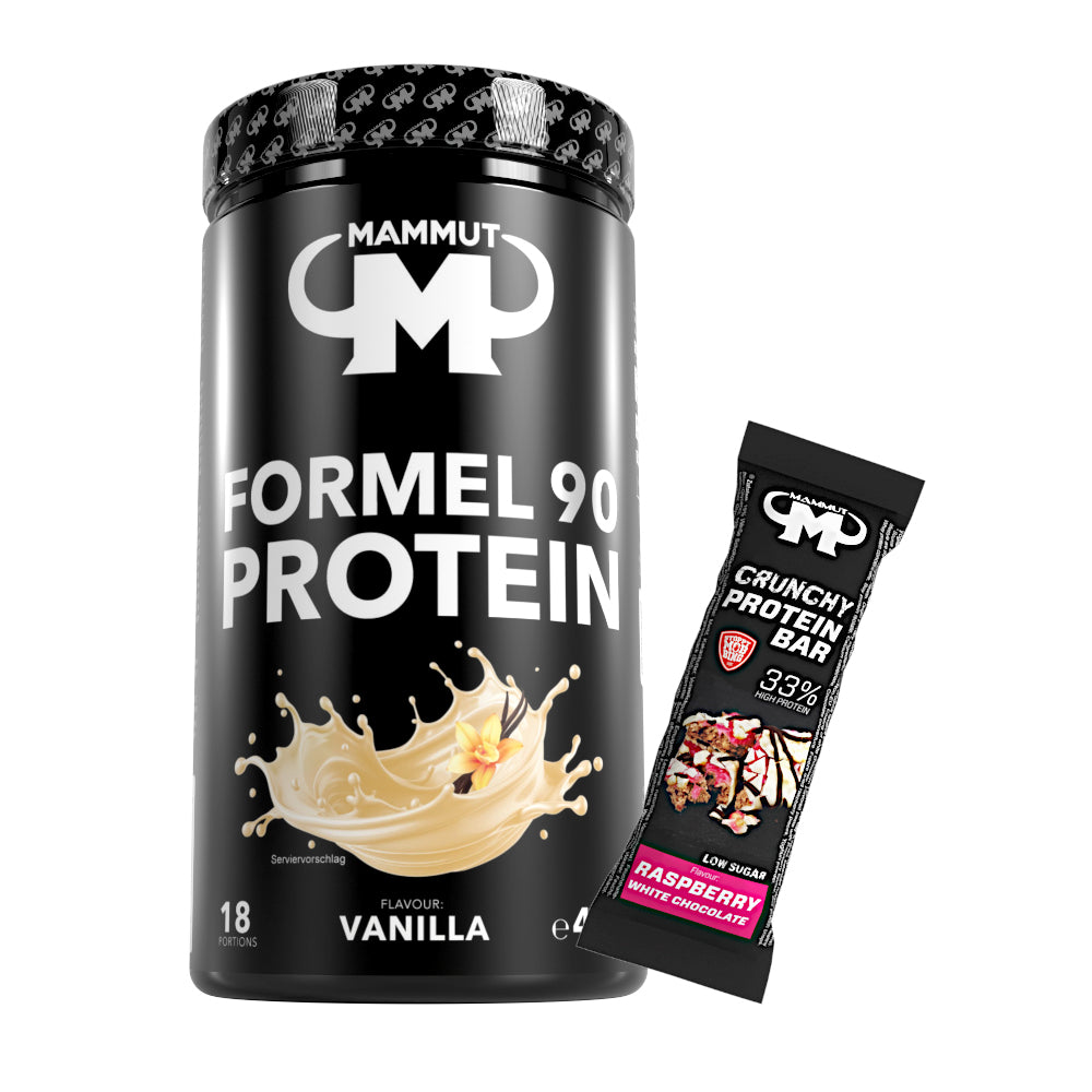 Formel 90 Protein - Vanilla - 460 g Dose + Protein Bar (Raspberry White Chocolate)#geschmack_vanille