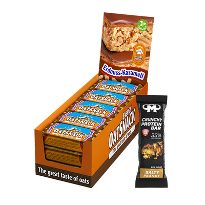 Oat Snack - Erdnuss-Karamell - 975 g Faltschachtel + Protein Bar (Salty Peanut)#geschmack_erdnuss-karamell