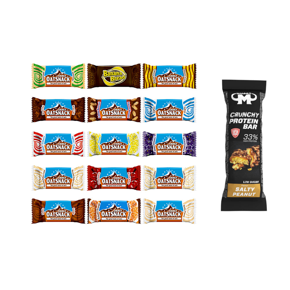 Oat Snack - Mix-Box - 975 g Faltschachtel + Protein Bar (Salty Peanut)