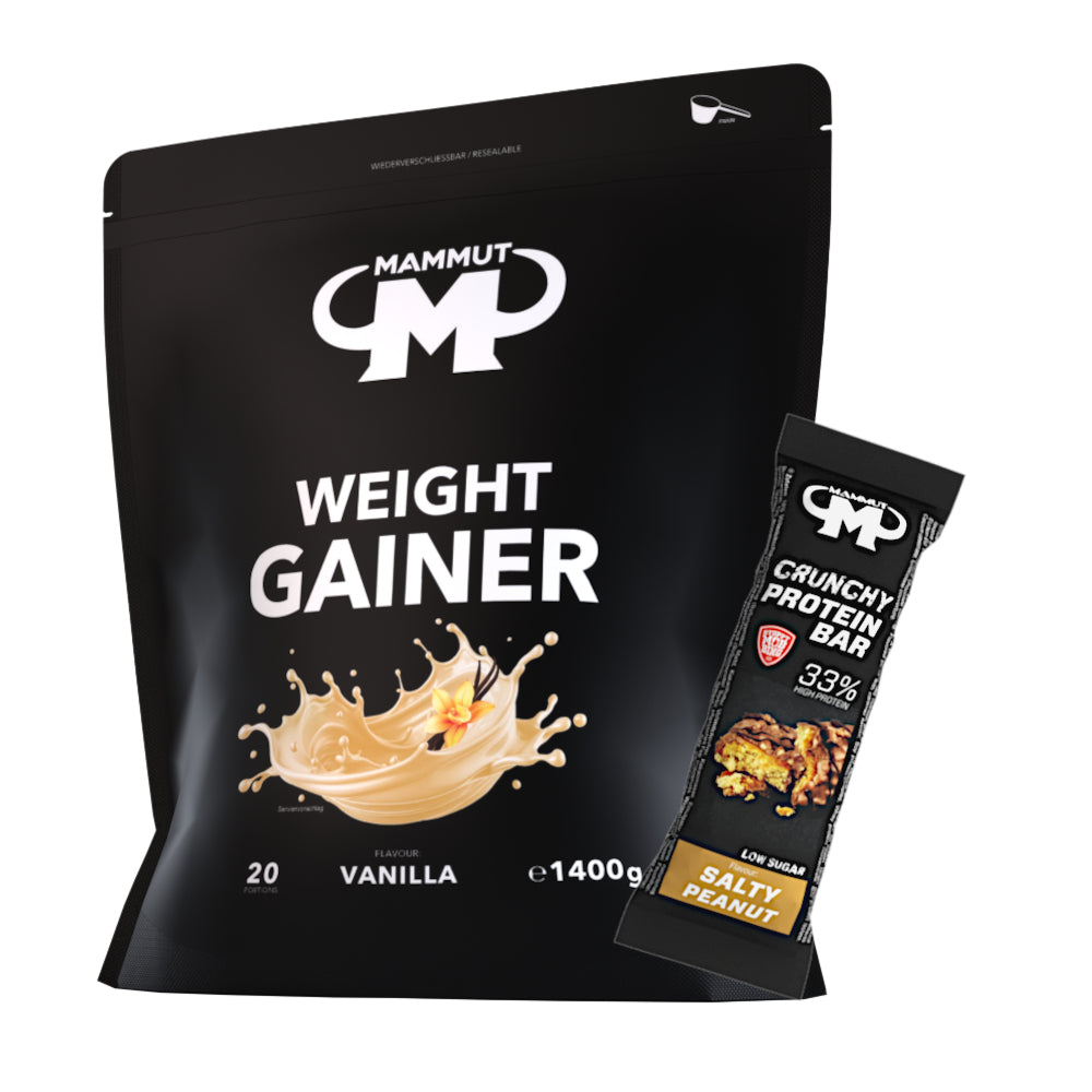 Weight Gainer Crash 5000 - Vanilla - 1400 g Beutel +  Protein Bar (Salty Peanut)#geschmack_vanilla