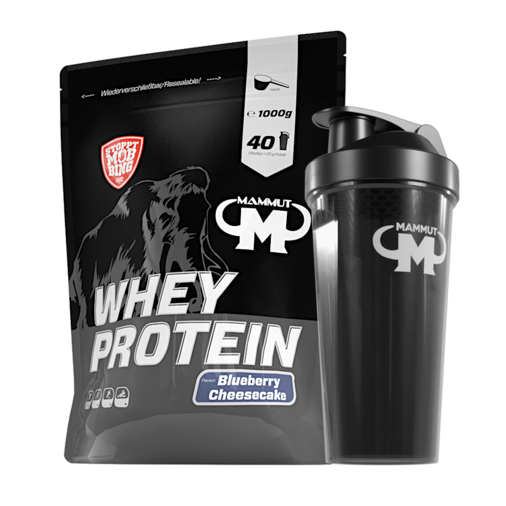 Whey Protein - Blueberry Cheesecake - 1000 g Zipp-Beutel + Shaker#geschmack_blueberry-cheesecake