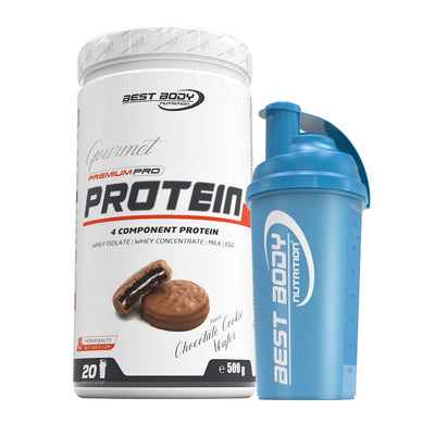 Gourmet Protein - Chocolate Cookie Wafer - 500 g Dose + Shaker#geschmack_chocolate-cookie-wafer