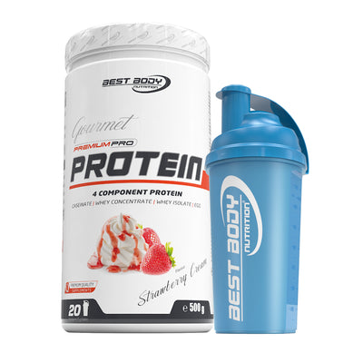 Gourmet Protein - Strawberry Cream - 500 g Dose + Shaker