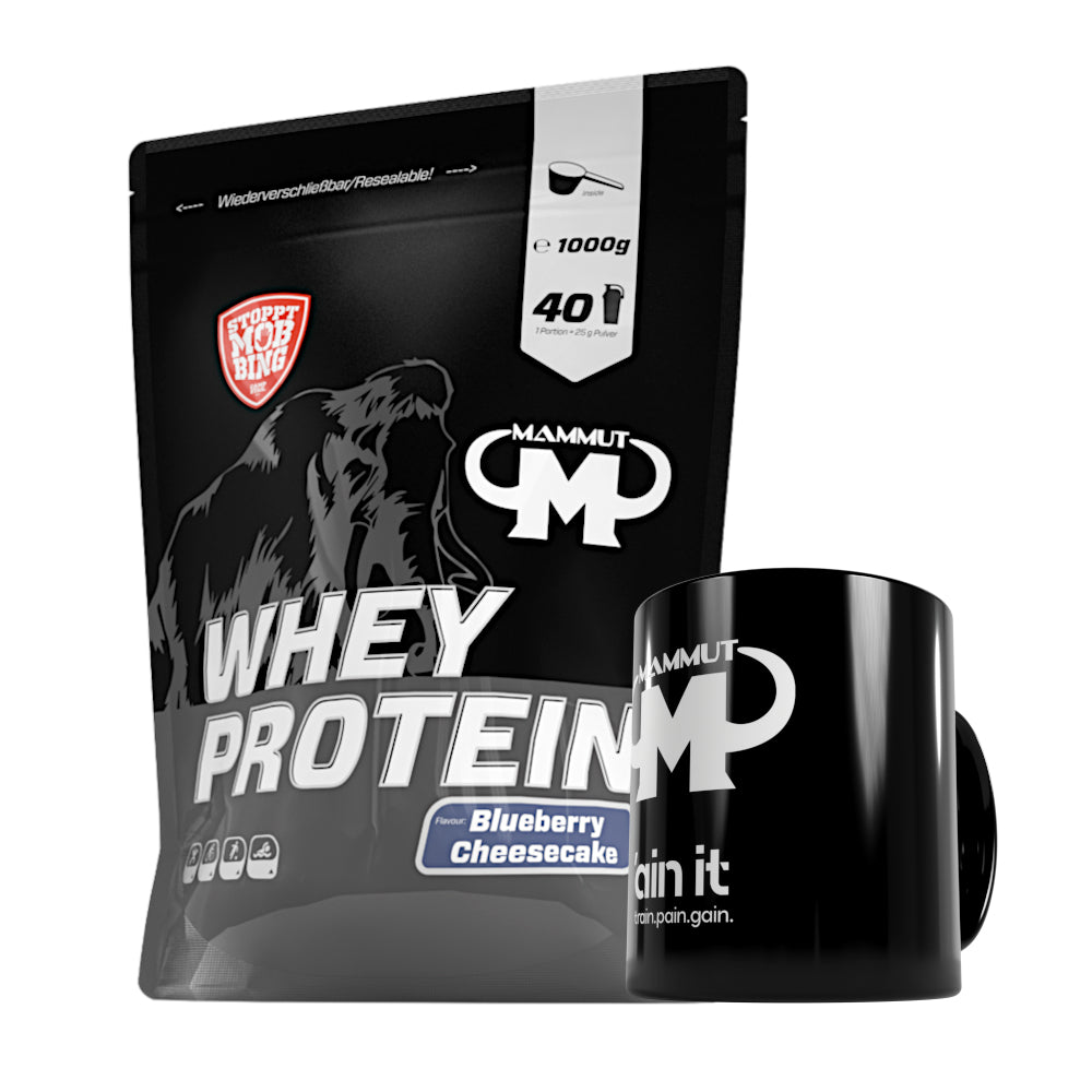 Mammut Whey Protein 1000 g Eiweiß Molke 40 Portionen + Gratisartikel