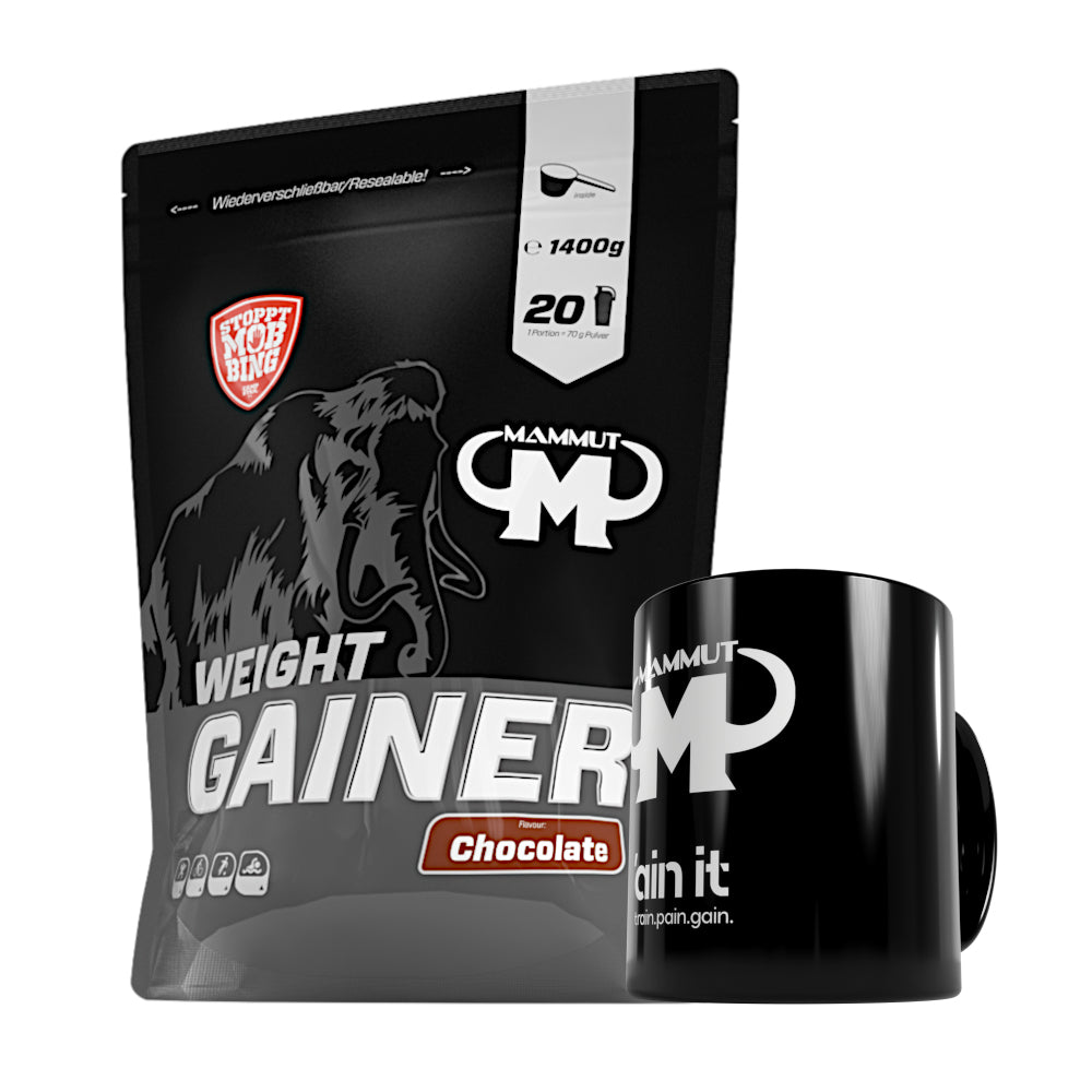 Weight Gainer Crash 5000 - Chocolate - 1400 g Beutel + Keramik Tasse#geschmack_schoko